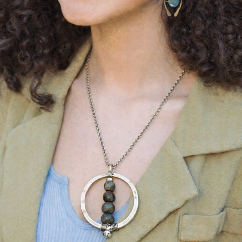 Anju Banjara Necklace Antiqued Silver + Labradorite, 30″